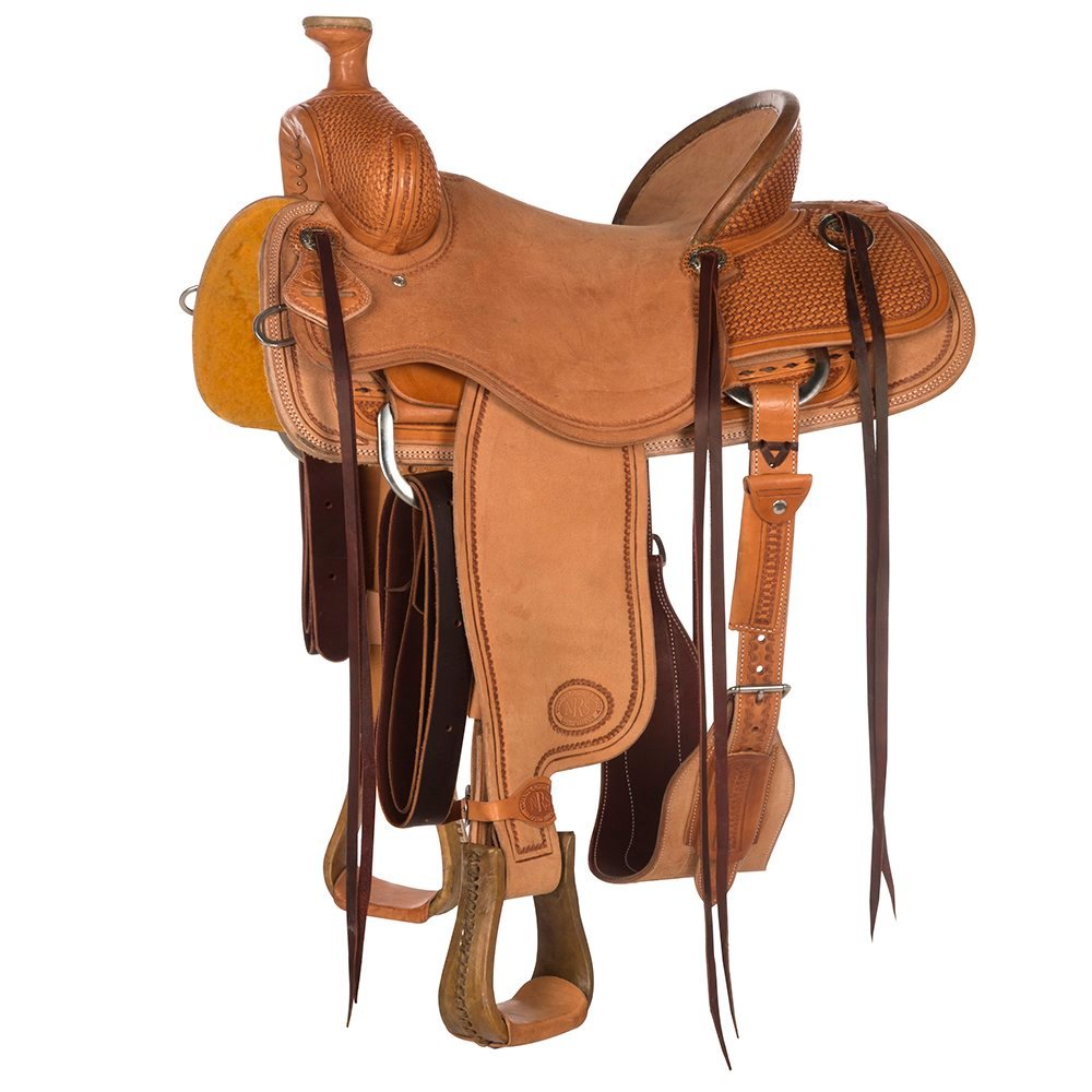 Nrs Competitors Natural 1/2 Breed Basket Stamp Olin Young Ranch Roper Saddle