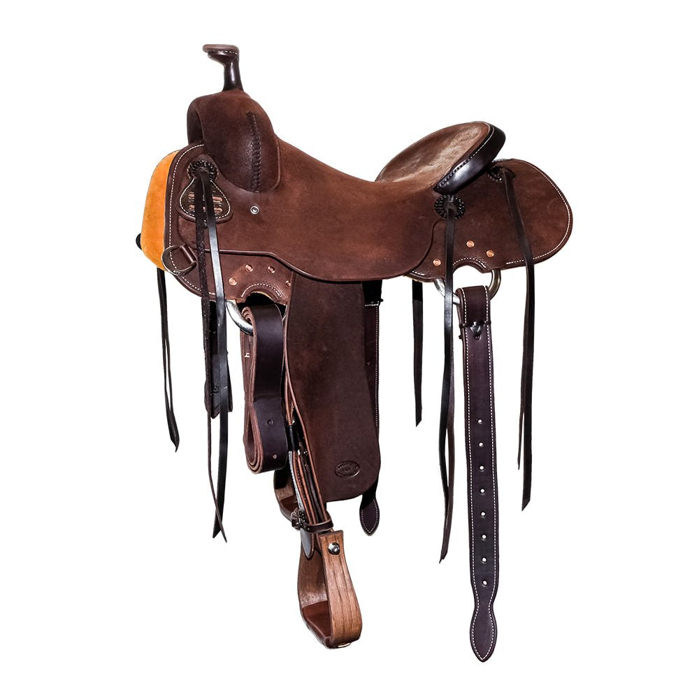 South Texas Tack Full Chocolate Rough Out Single Skirt Ranch Cutting Saddle