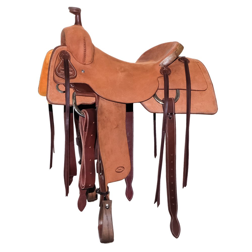 South Texas Tack Full Natural Rough Out with Rawhide Cantle Ranch Cutting Saddle
