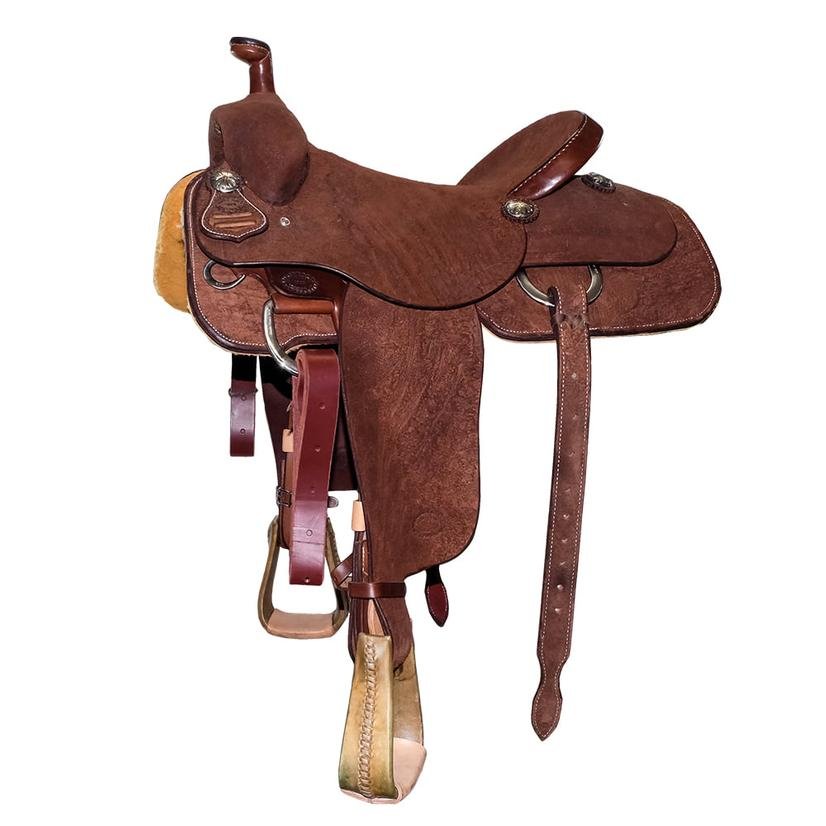 South Texas Tack Full Rough Out Chocolate Heavy Oil Team Roping Saddle