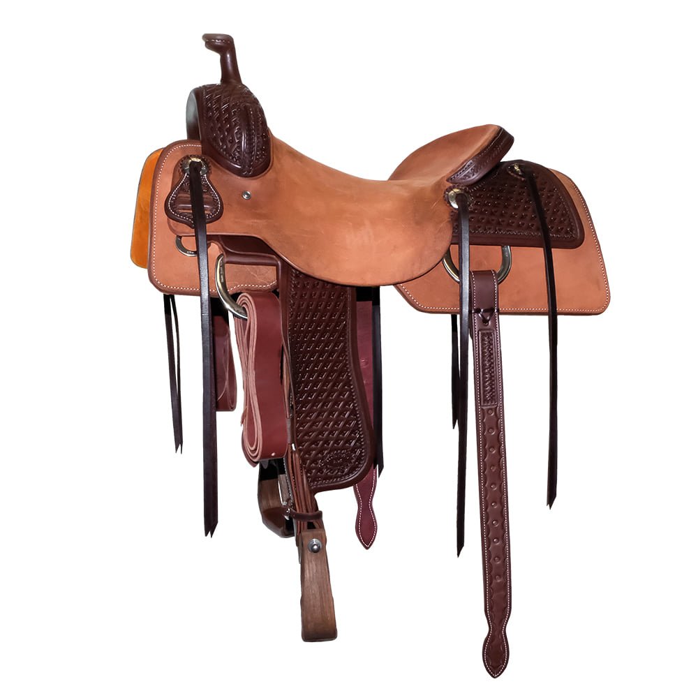 South Texas Tack Half Natural Rough Out Half Diamond Star Tool Ranch Cutting Saddle