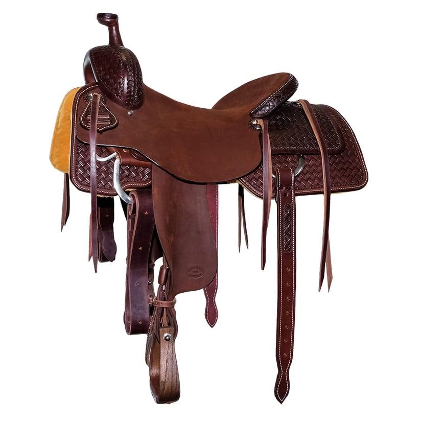 South Texas Tack Half Rough Out Half Big Weave Tool Ranch Cutting Saddle