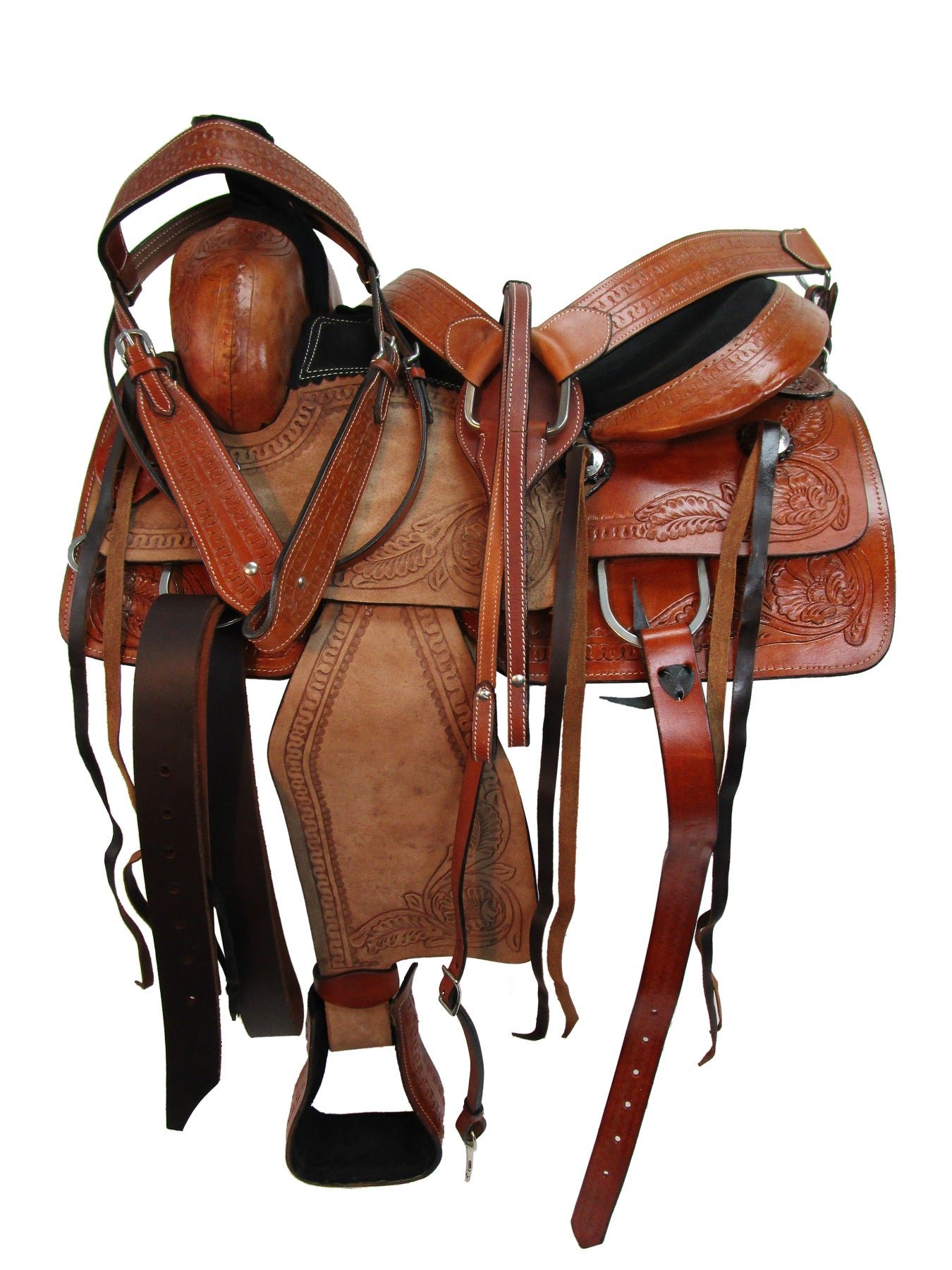 Trail Western Saddle Floral Tooled Leather Tack Pleasure 15 16 17 18