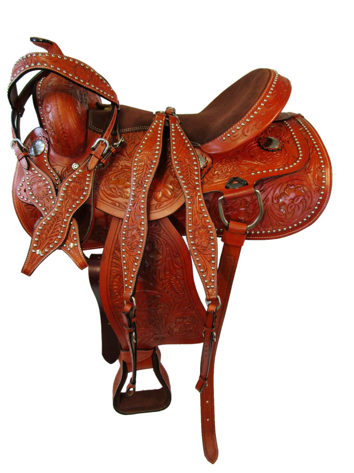 Western Saddle Barrel Racing Horse Trail Leather Tack Set 15 16 17 18