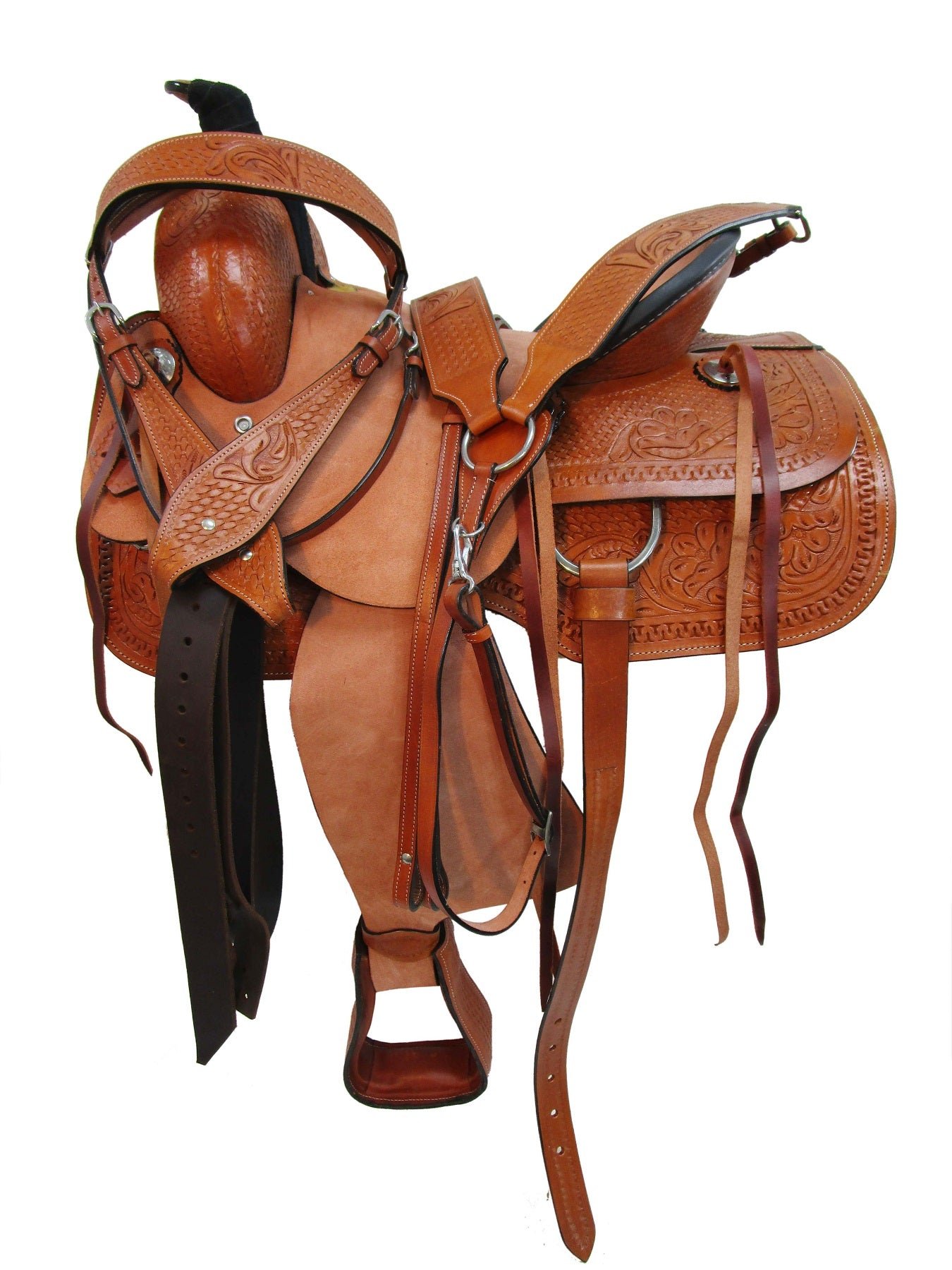 Western Trail Saddle Hard Seat Pleasure Rough Out Leather 15 16 17 18